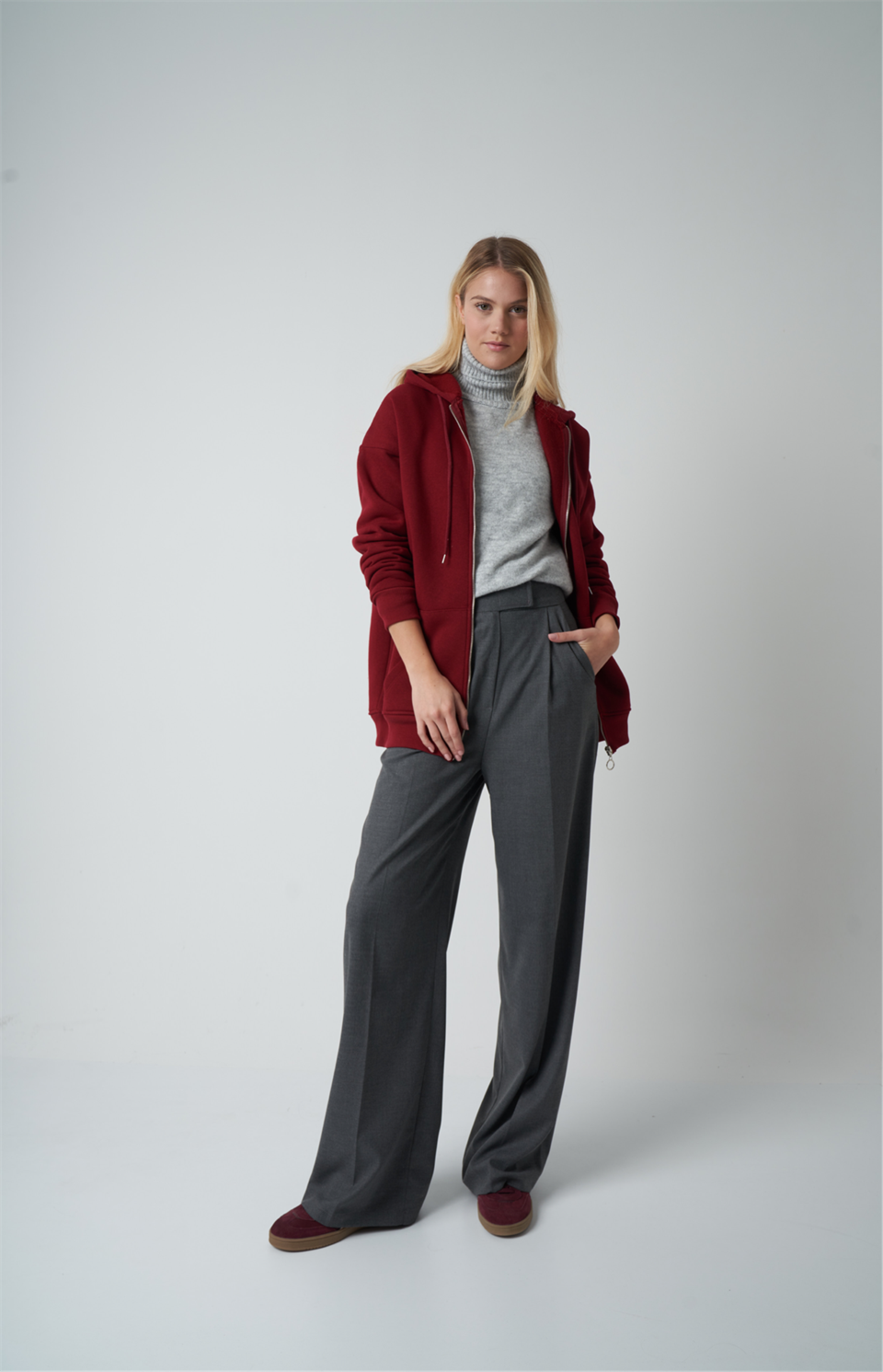 Boğazlı Basic Kazak Gri