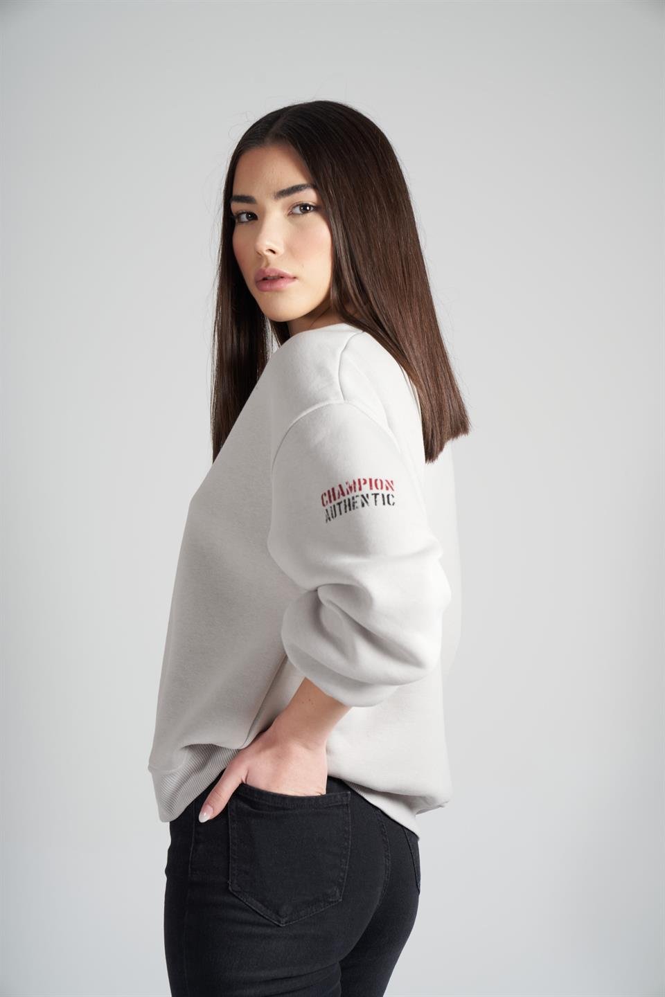 39 Since Baskılı Şardonlu Sweatshirt Açık Gri