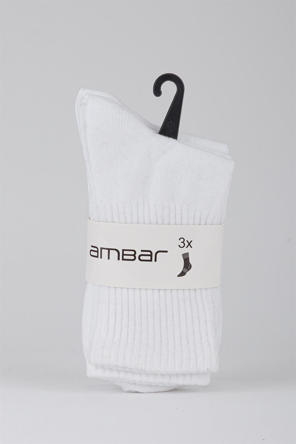3lü Penye Düz Çorap Beyaz