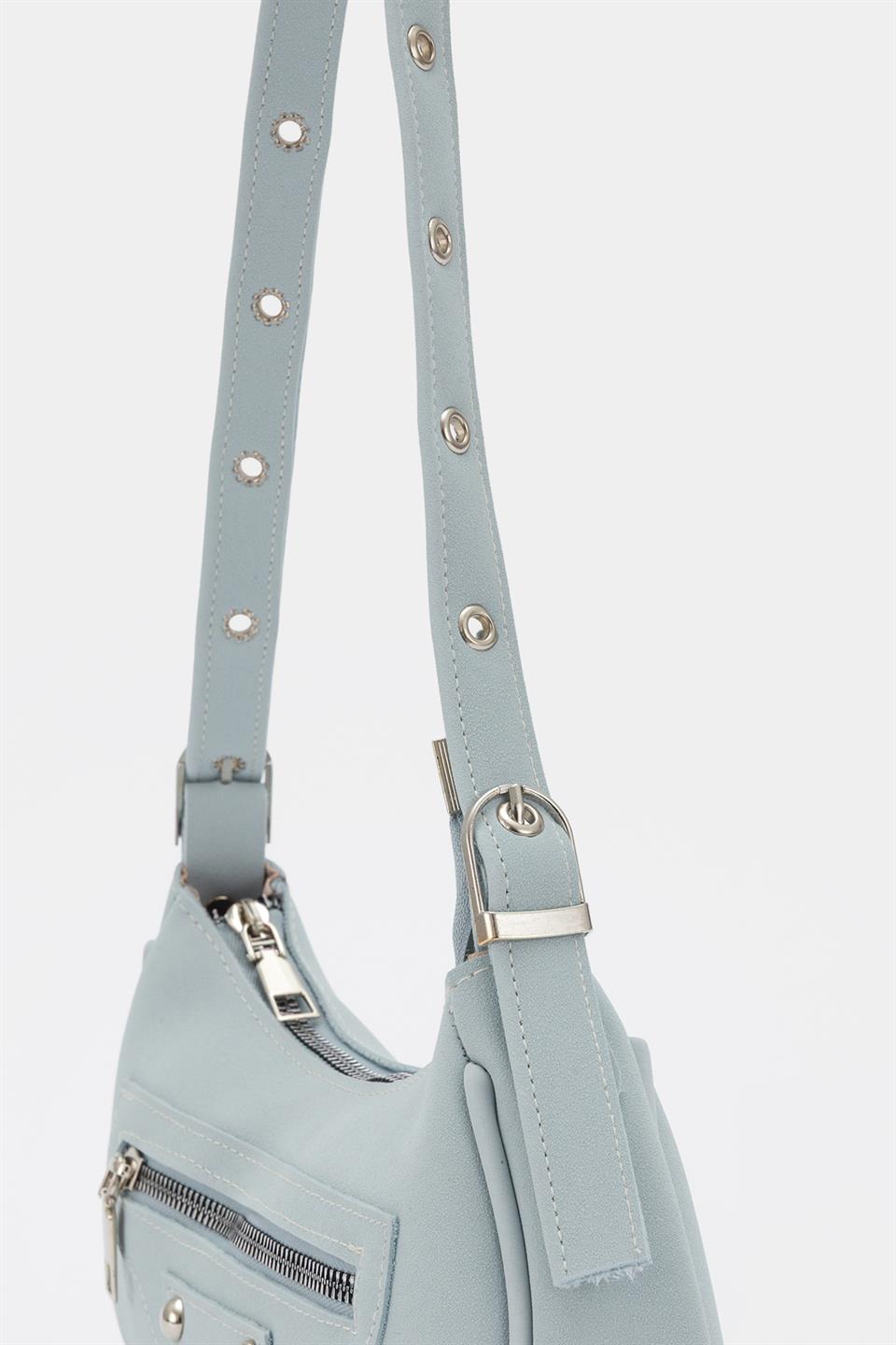 90s Retro Baget Çanta Mavi