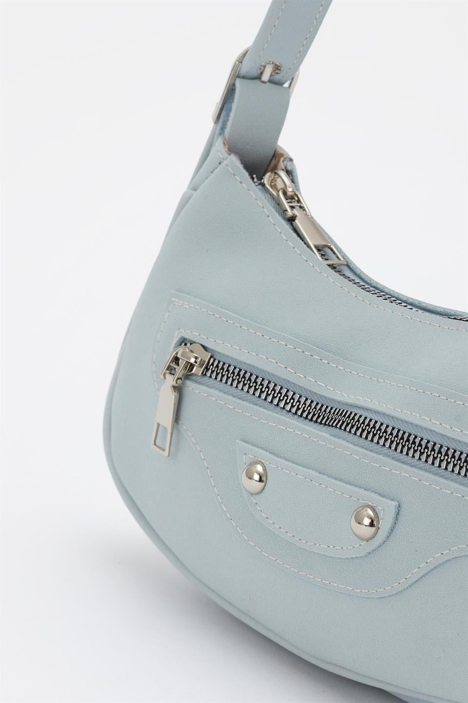 90s Retro Baget Çanta Mavi