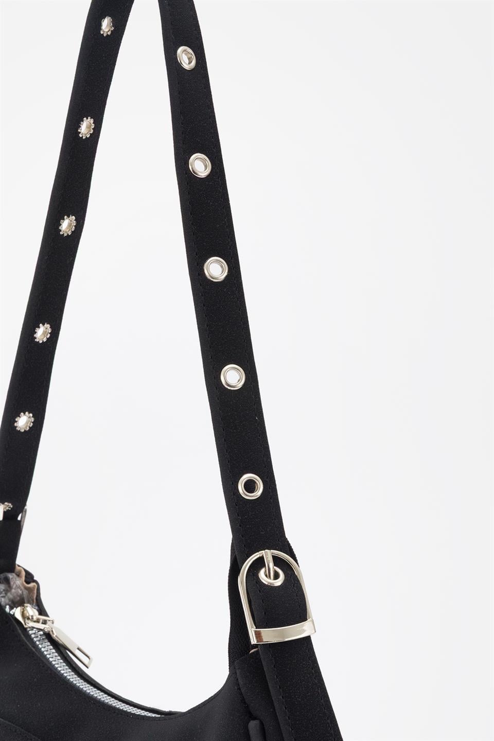 90s Retro Baget Çanta Siyah