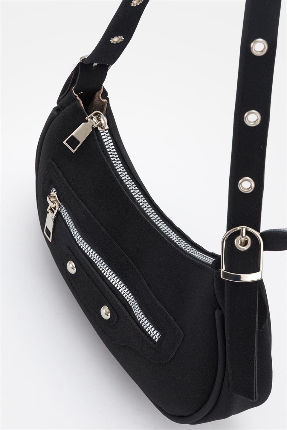 90s Retro Baget Çanta Siyah