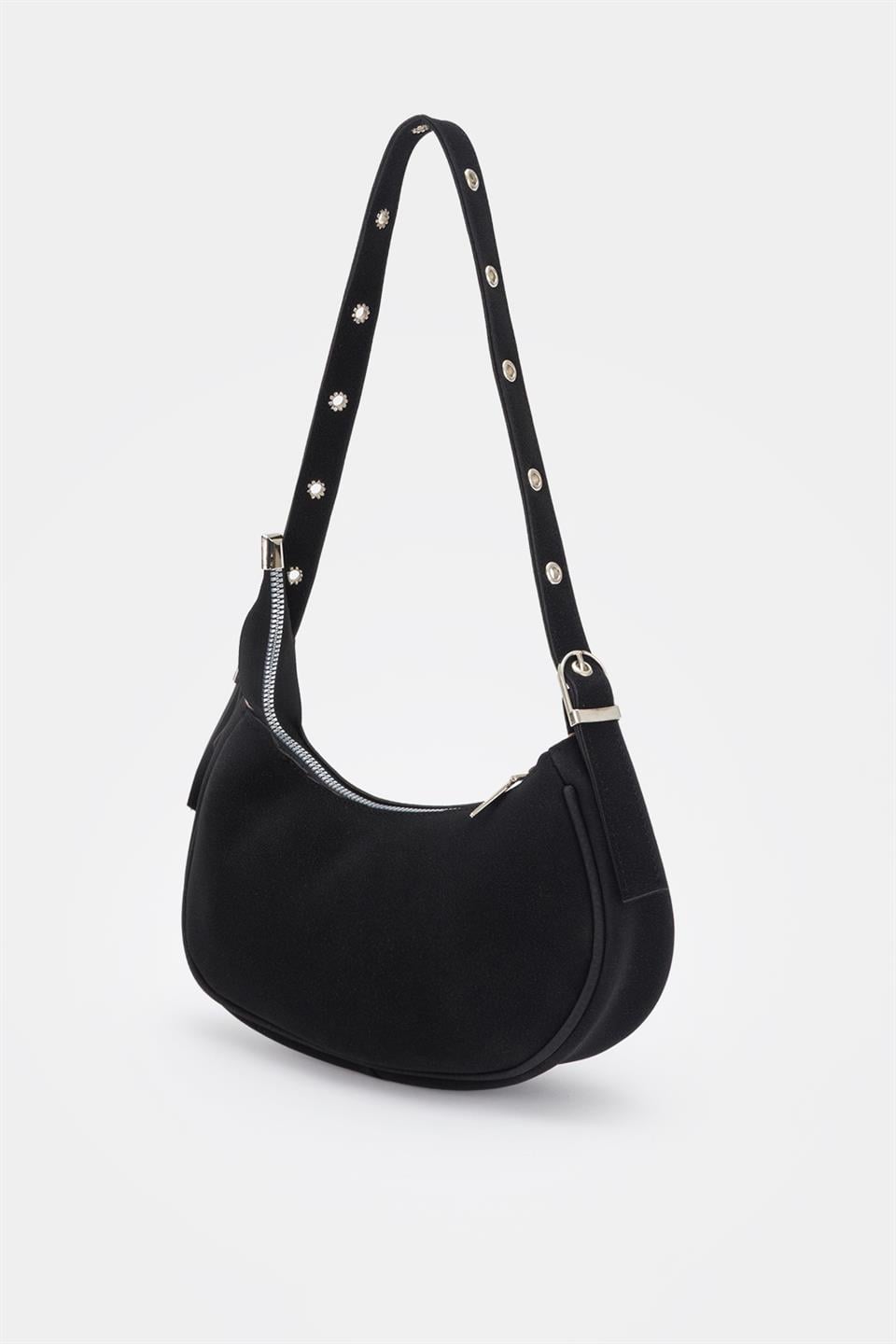 90s Retro Baget Çanta Siyah