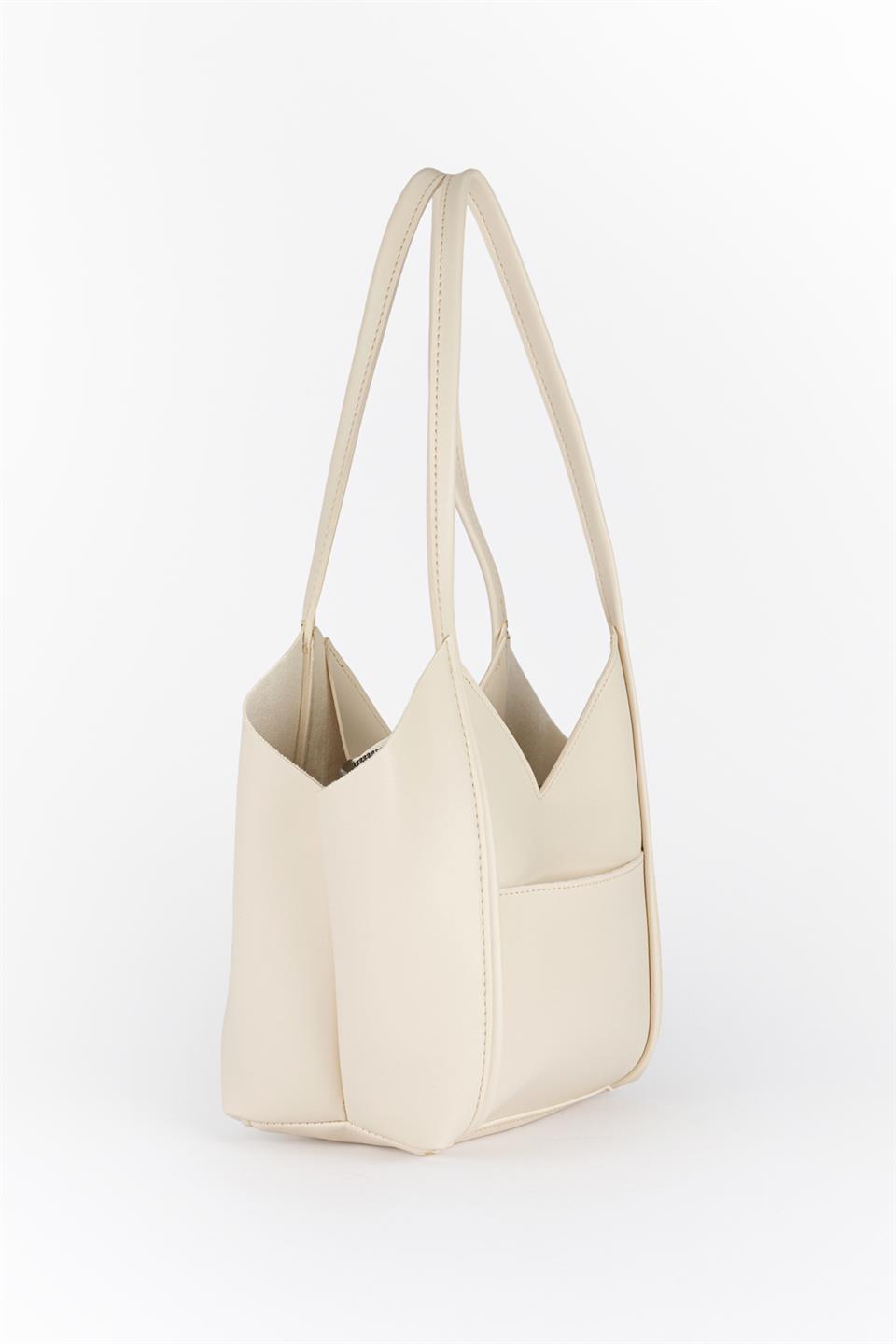 Asimetrik Omuz Çantası Ekru