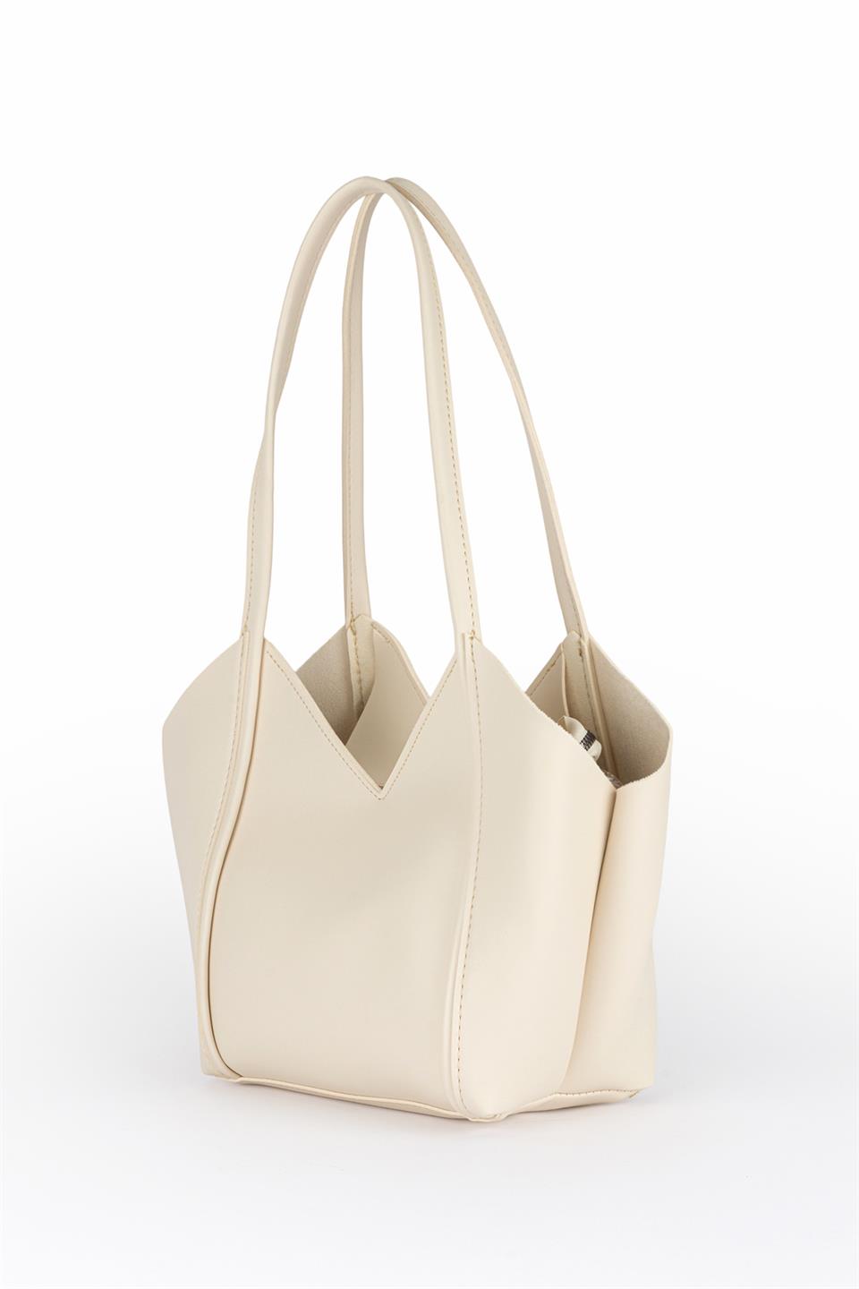 Asimetrik Omuz Çantası Ekru