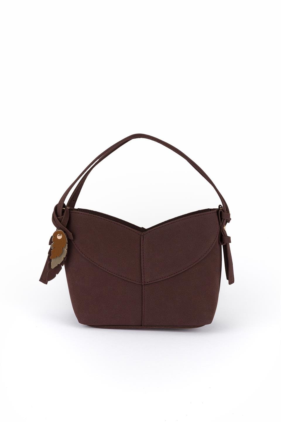 Asimetrik Süet Çapraz Çanta Kahve