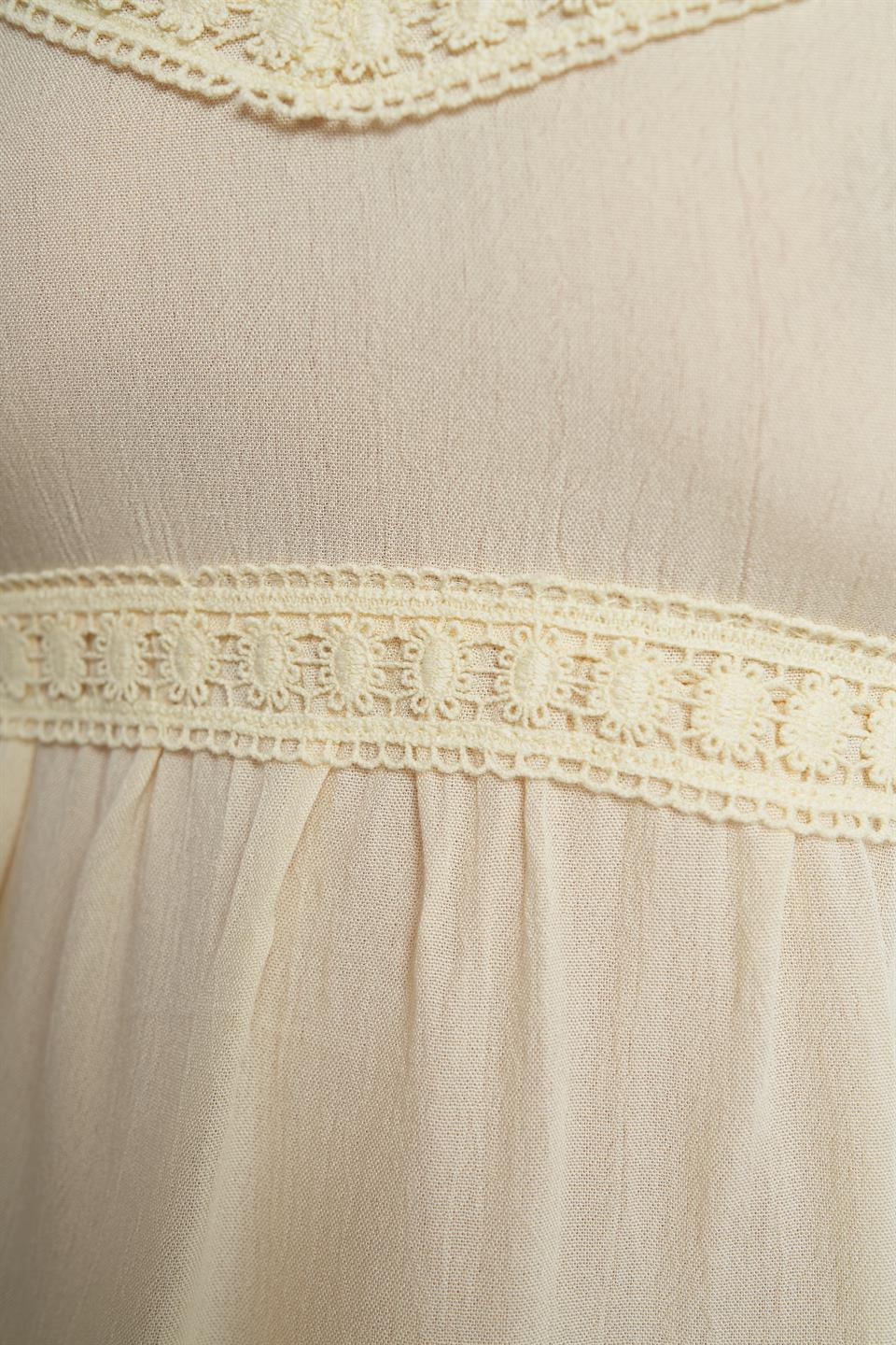 Askılı Dantel Detaylı Krınkıl Bluz Sarı