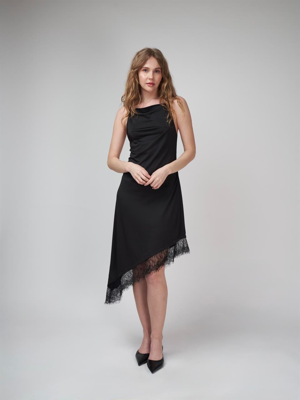 Askılı Uzun Elbise Siyah