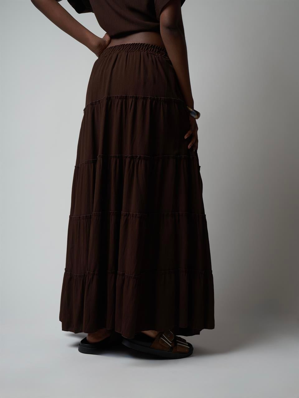 Astarlı Uzun Etek Kahve