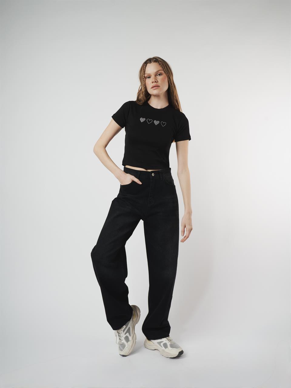 Baggy Fit Jean Pantolon Siyah