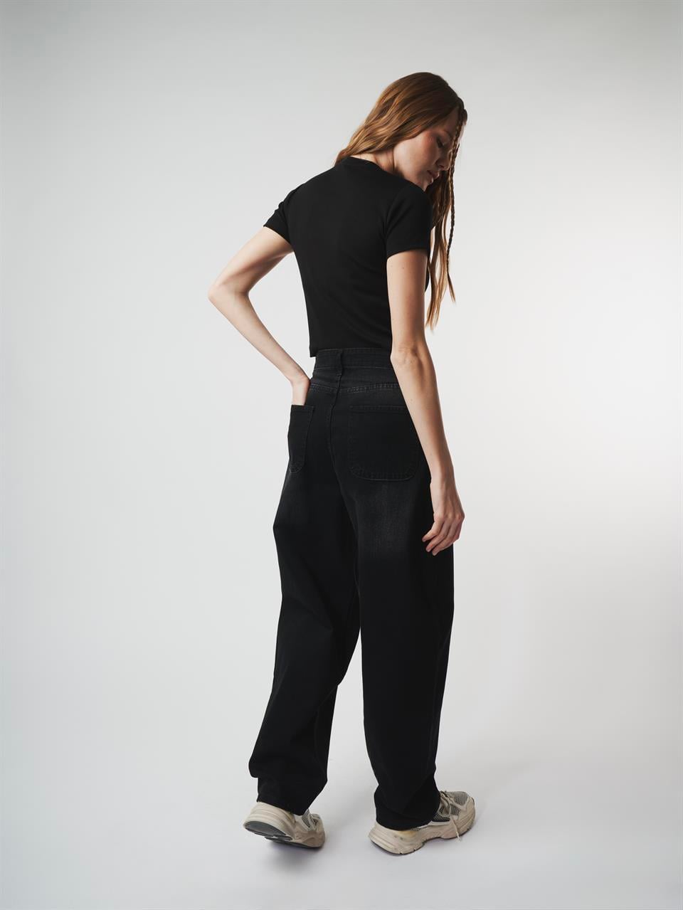 Baggy Fit Jean Pantolon Siyah