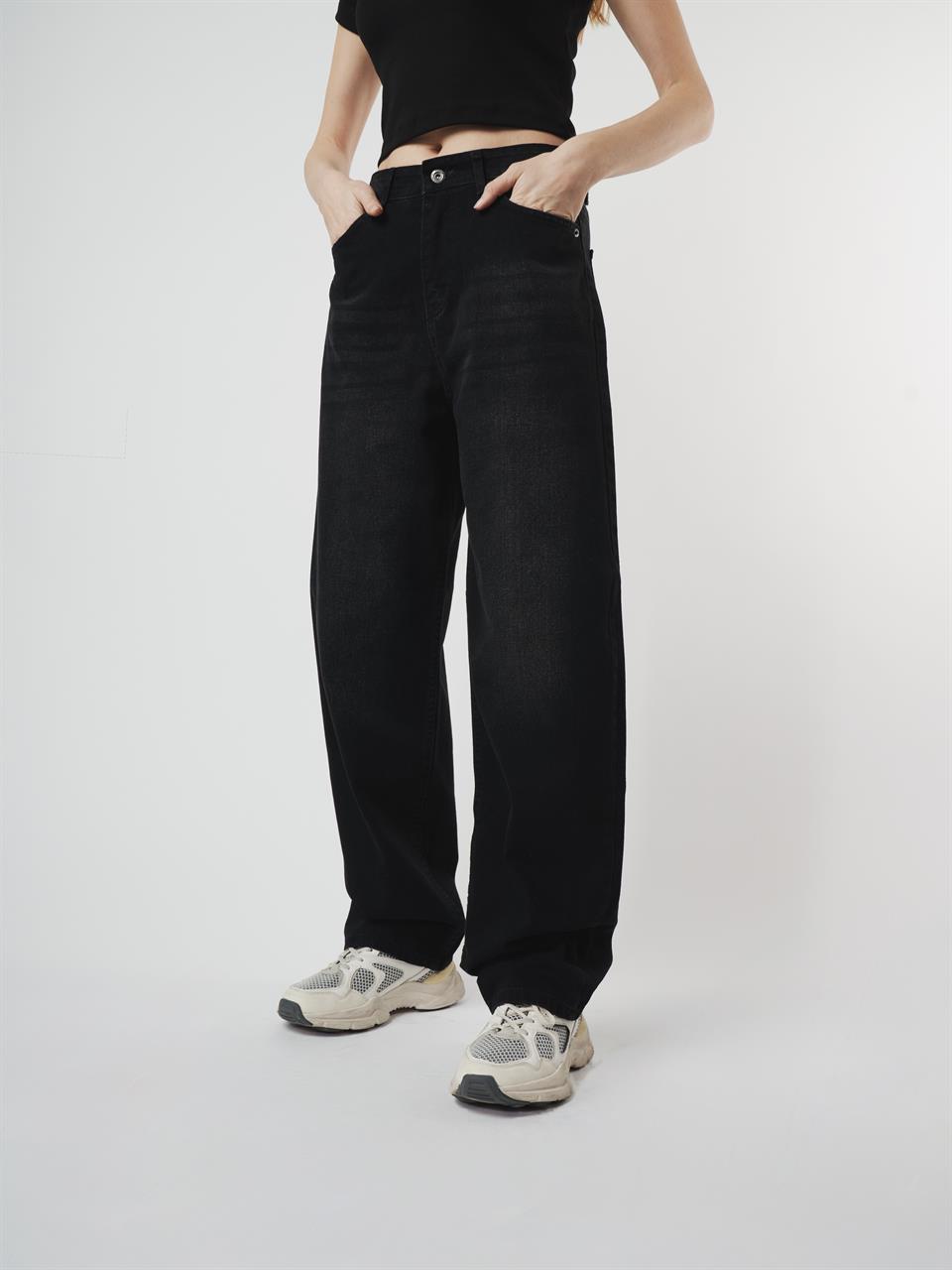 Baggy Fit Jean Pantolon Siyah