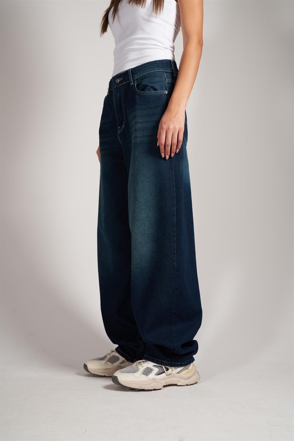 Baggy Fit Jean Pantolon Yeşil Tint