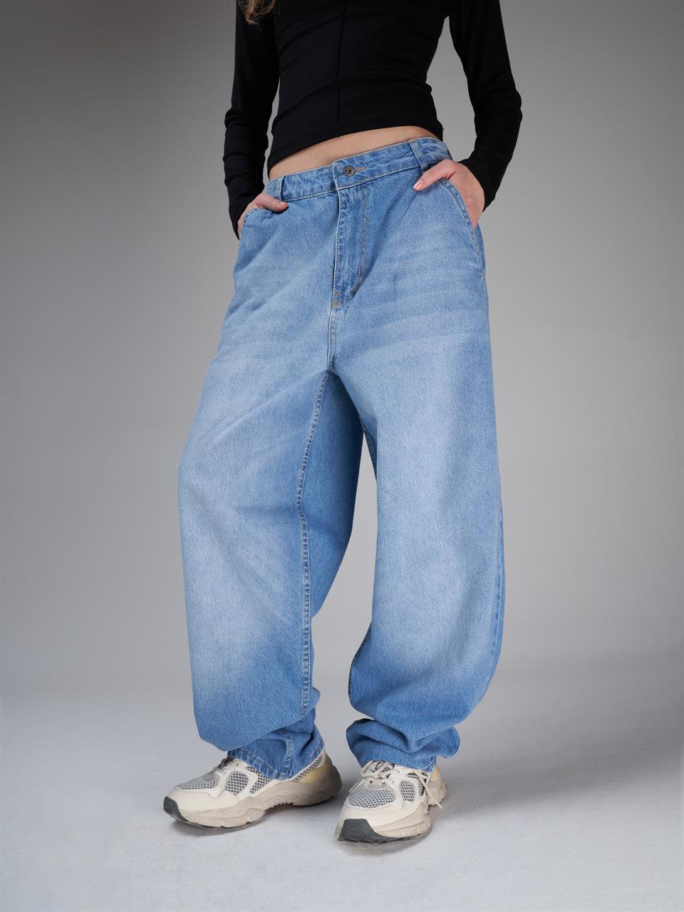 Baggy Fit Retro Jean Pantolon Açık Mavi