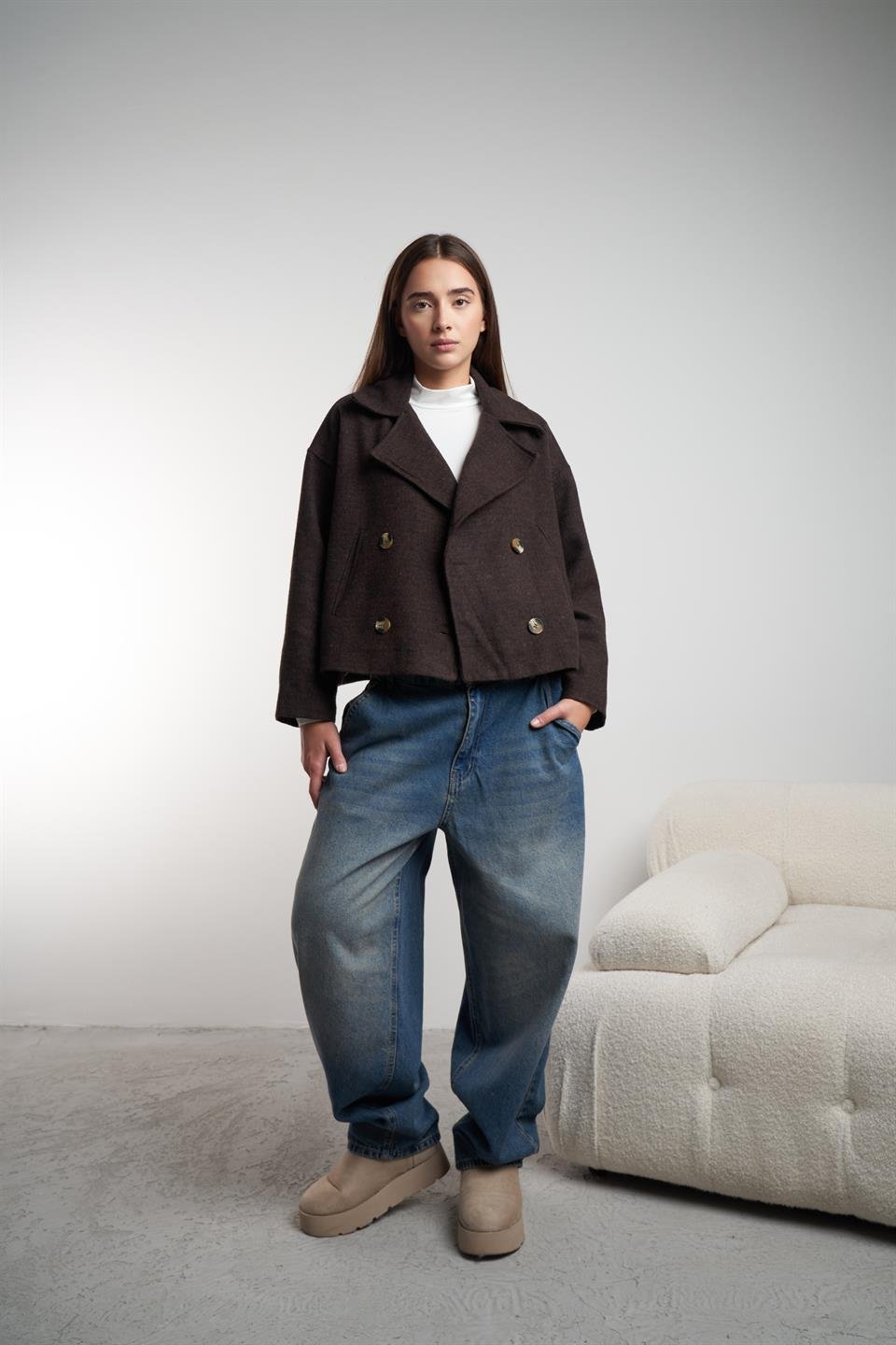 Baggy Fit Retro Jean Pantolon Kahve Tint