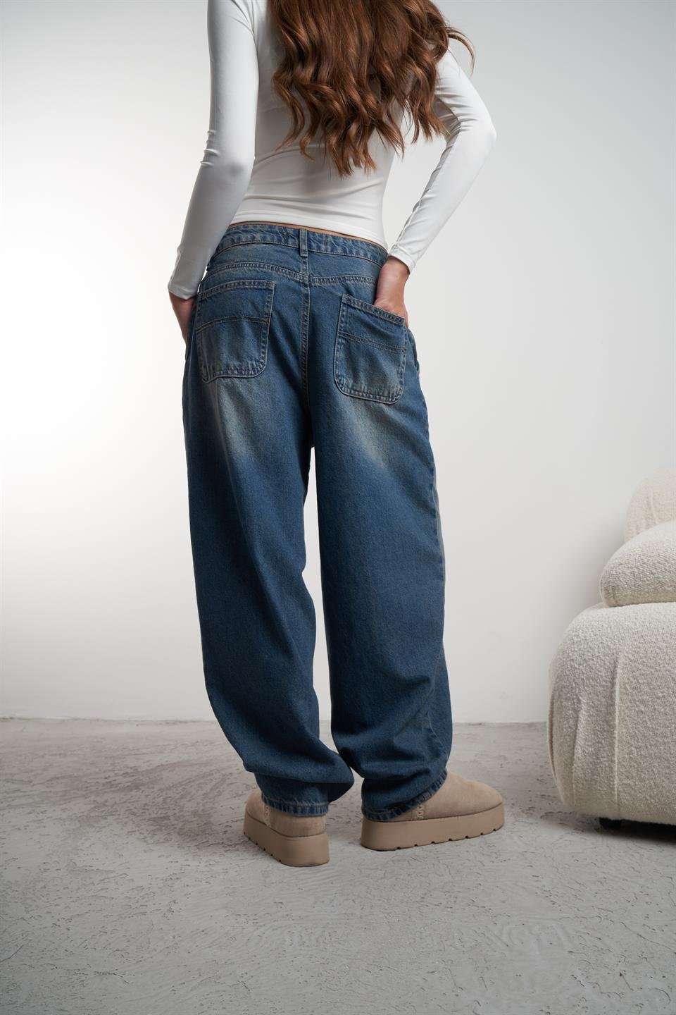 Baggy Fit Retro Jean Pantolon Kahve Tint