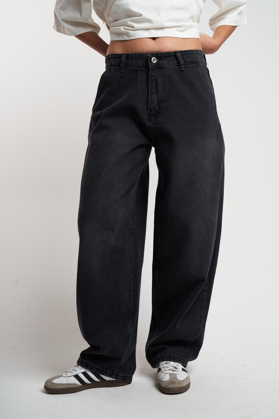 Baggy Fit Retro Jean Pantolon Siyah