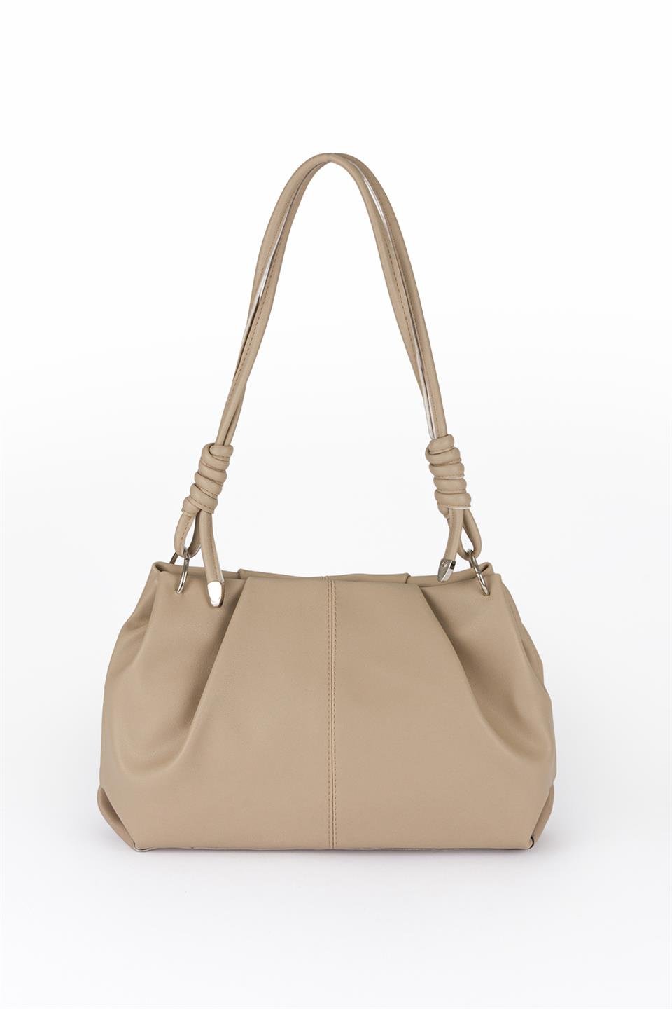 Bağlama Detaylı Omuz Çantası Bej
