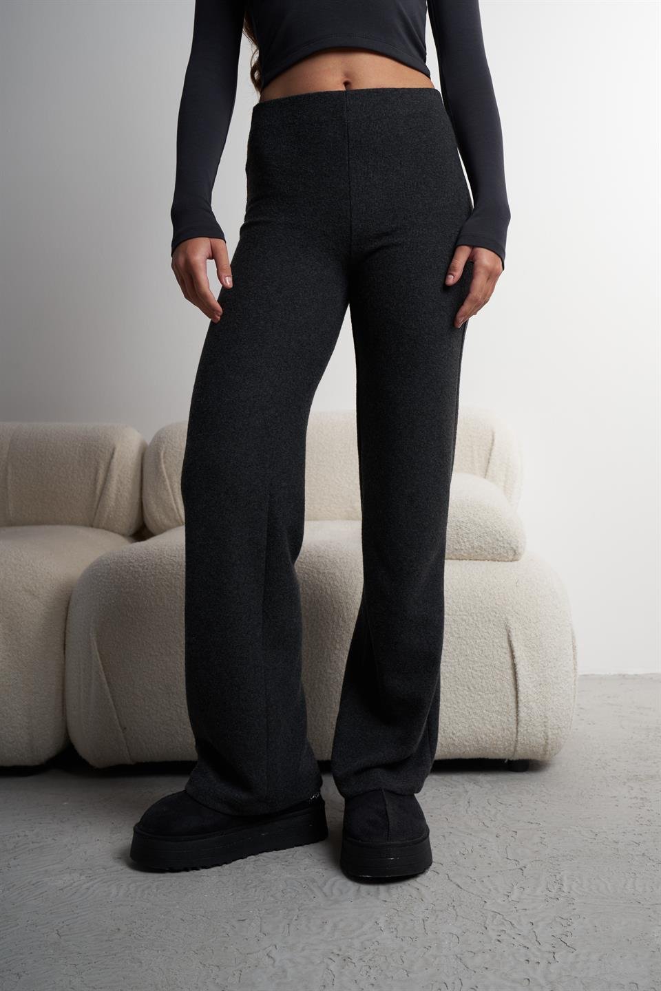 Basic Bol Paça Triko Pantolon Antrasit