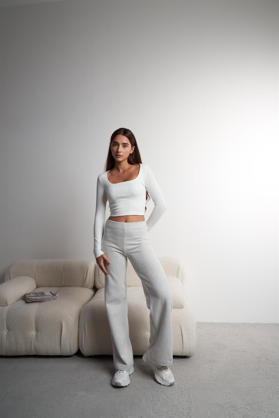 Basic Bol Paça Triko Pantolon Karmelanj