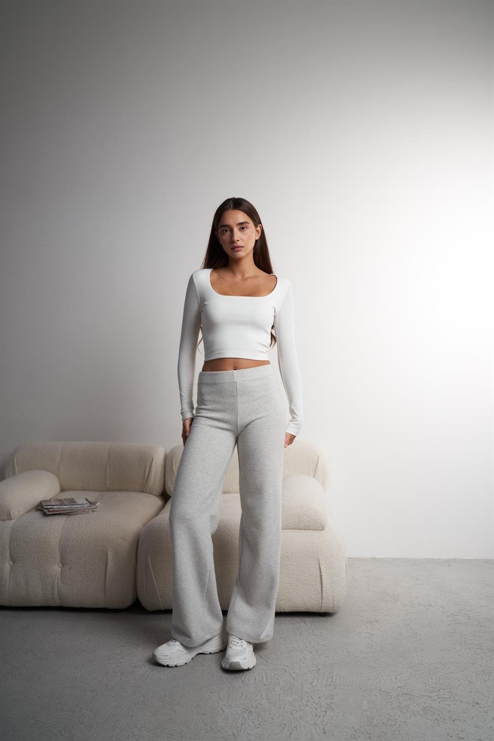 Basic Bol Paça Triko Pantolon Karmelanj