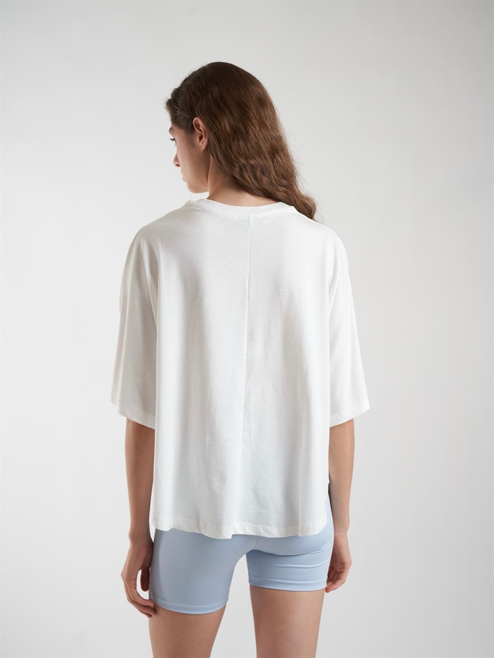 Basic Geniş Kol T-shirt Ekru