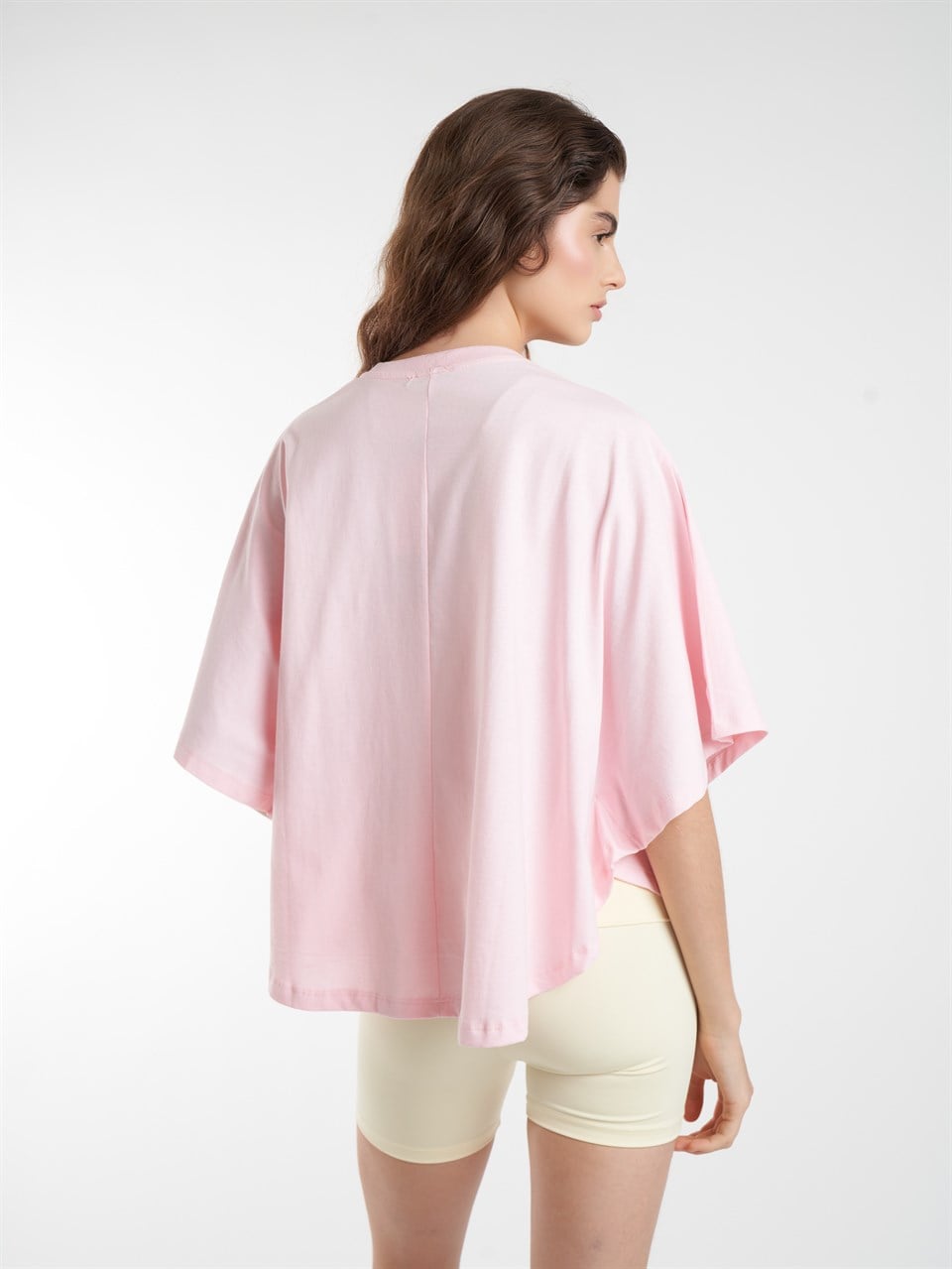 Basic Geniş Kol T-shirt Toz Pembe