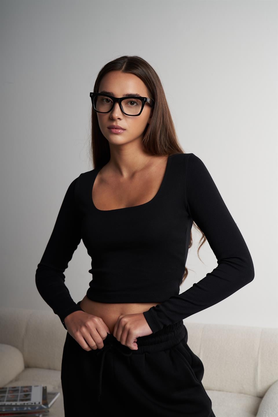 Basic Kısa Bluz Siyah