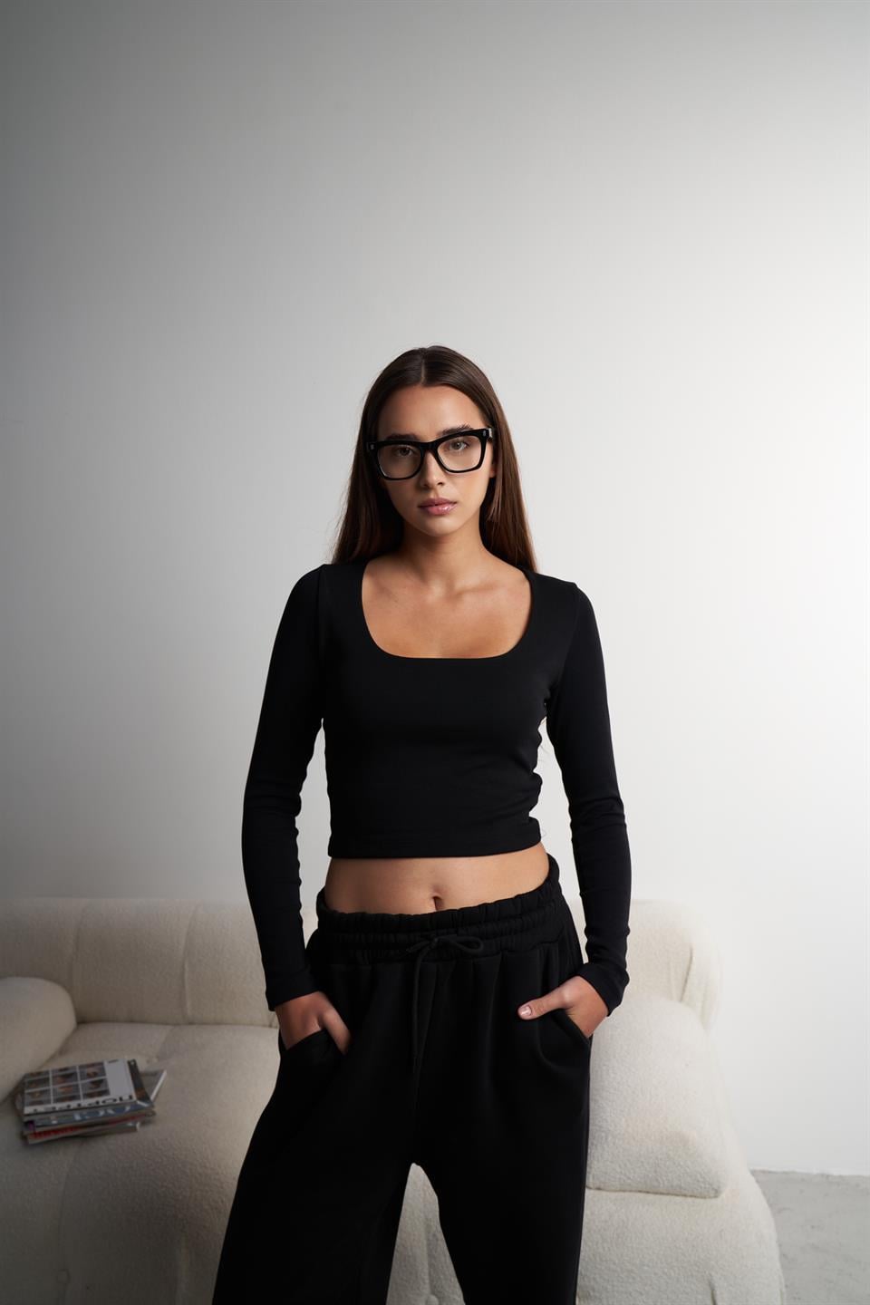 Basic Kısa Bluz Siyah