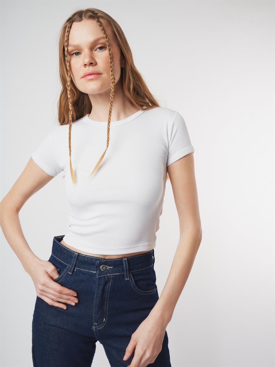 Basic Kısa Kol Bluz Beyaz