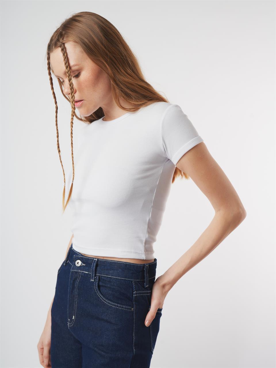 Basic Kısa Kol Bluz Beyaz