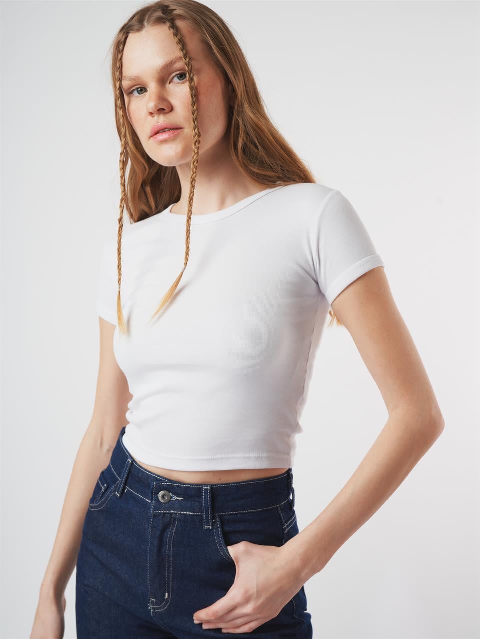 Basic Kısa Kol Bluz Beyaz