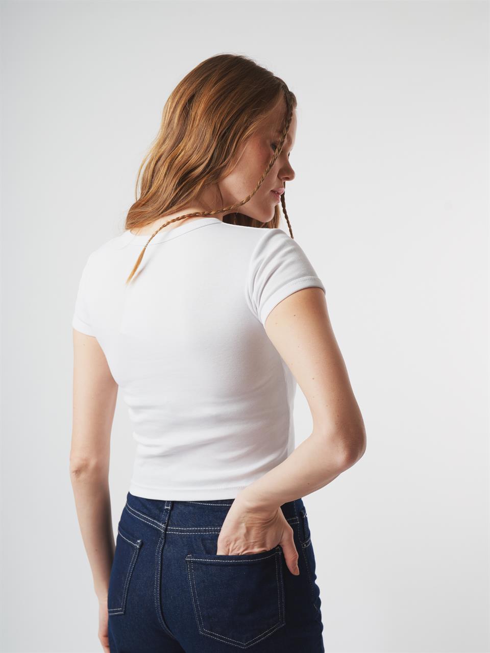 Basic Kısa Kol Bluz Beyaz