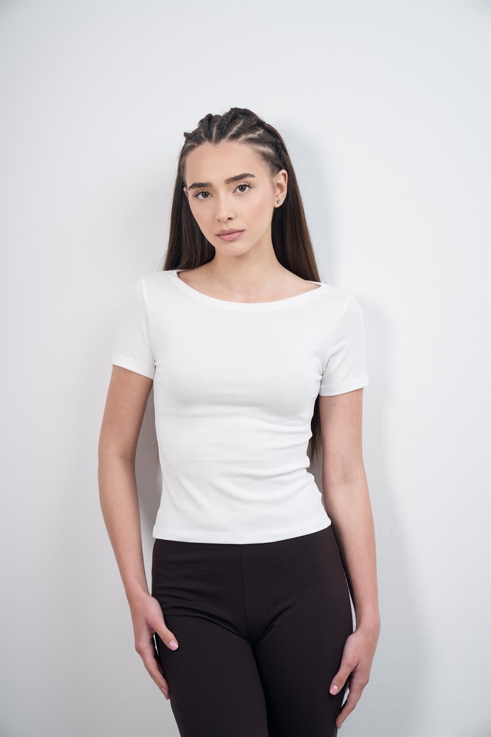 Basic Kısa Kol Bluz Ekru
