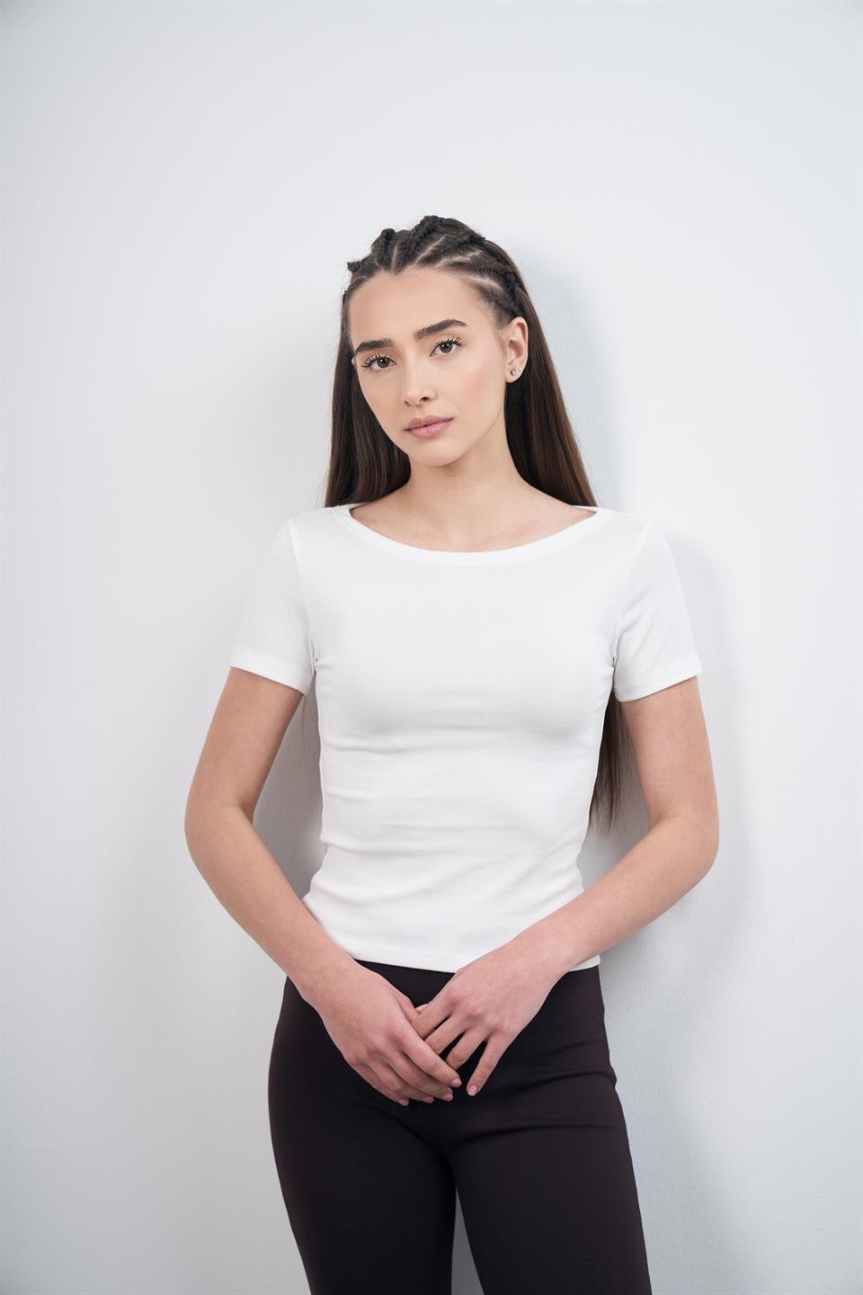 Basic Kısa Kol Bluz Ekru