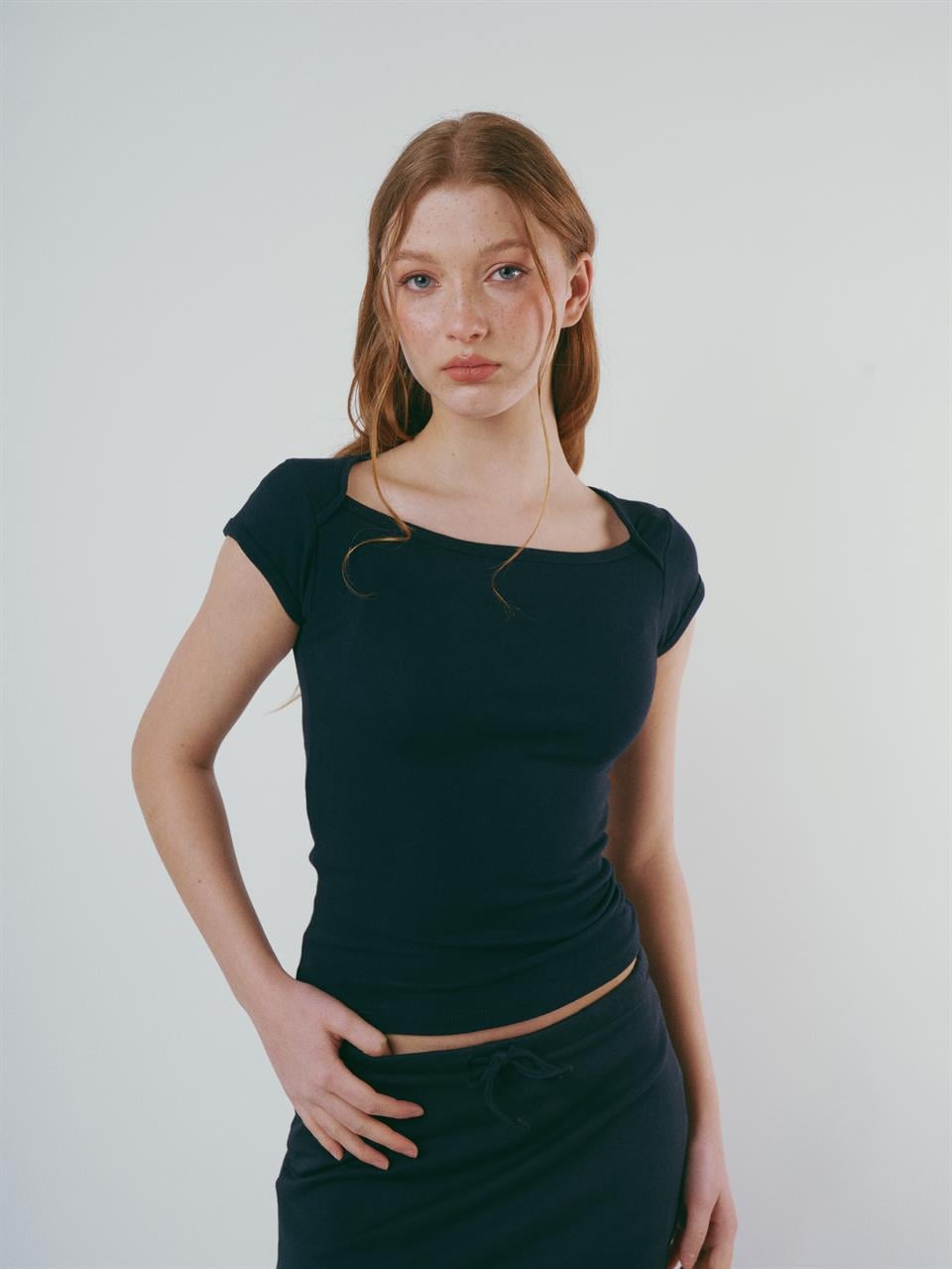 Basic Kısa Kol Bluz Lacivert