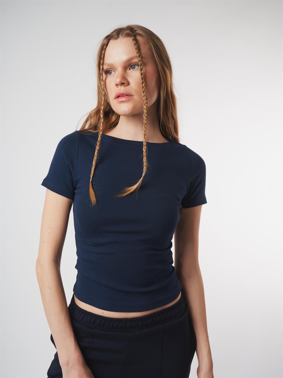 Basic Kısa Kol Bluz Lacivert