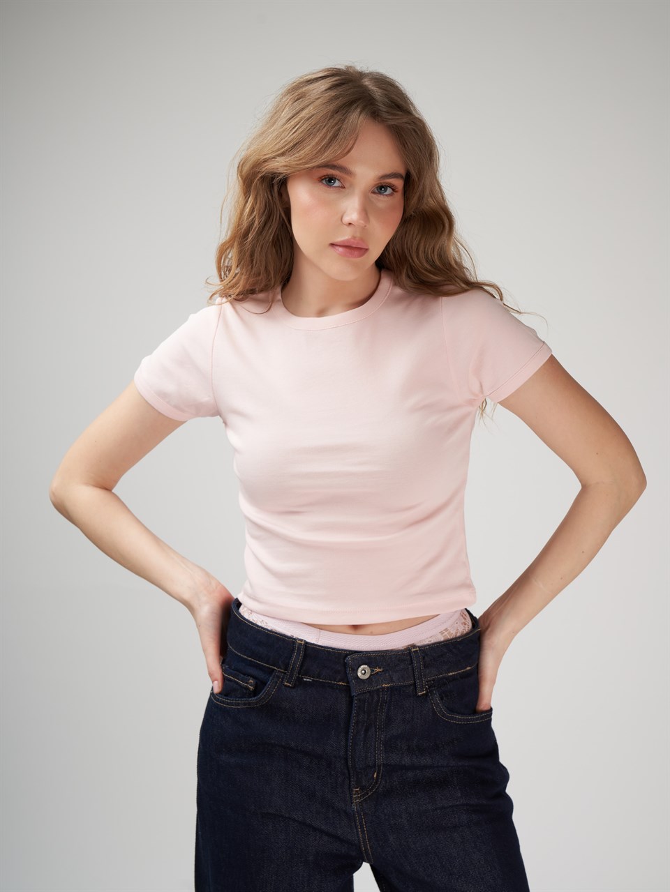 Basic Kısa Kol Ribana Bluz Pembe