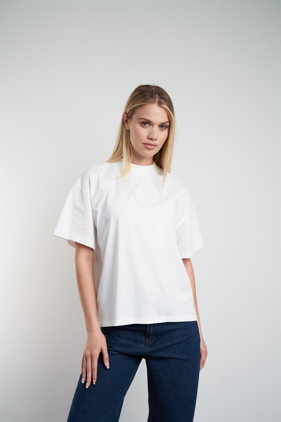 Basic Kısa Kol T-shirt Ekru