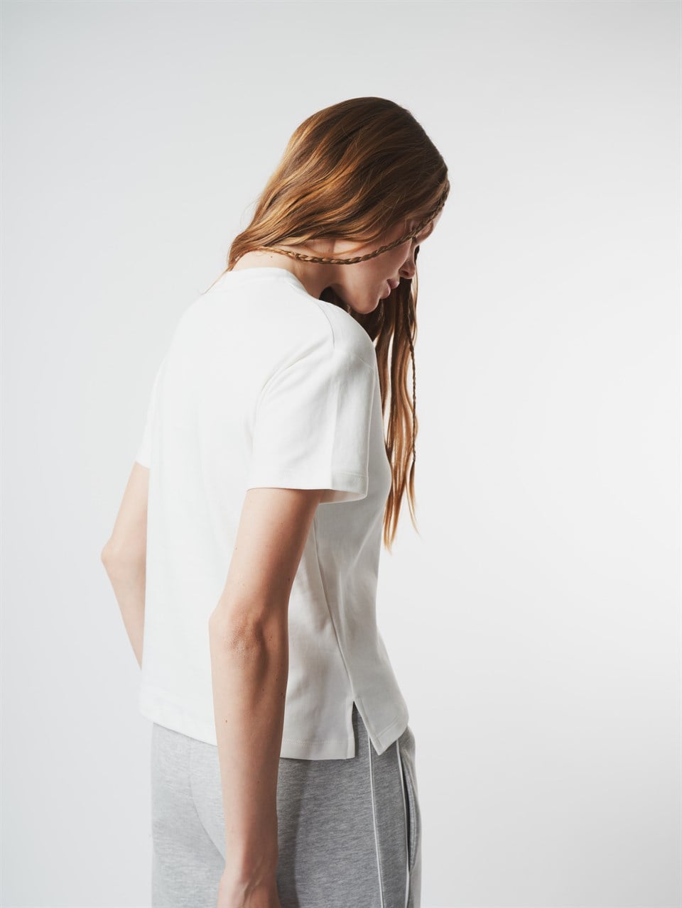 Basic Kısa Kol T-shirt Ekru