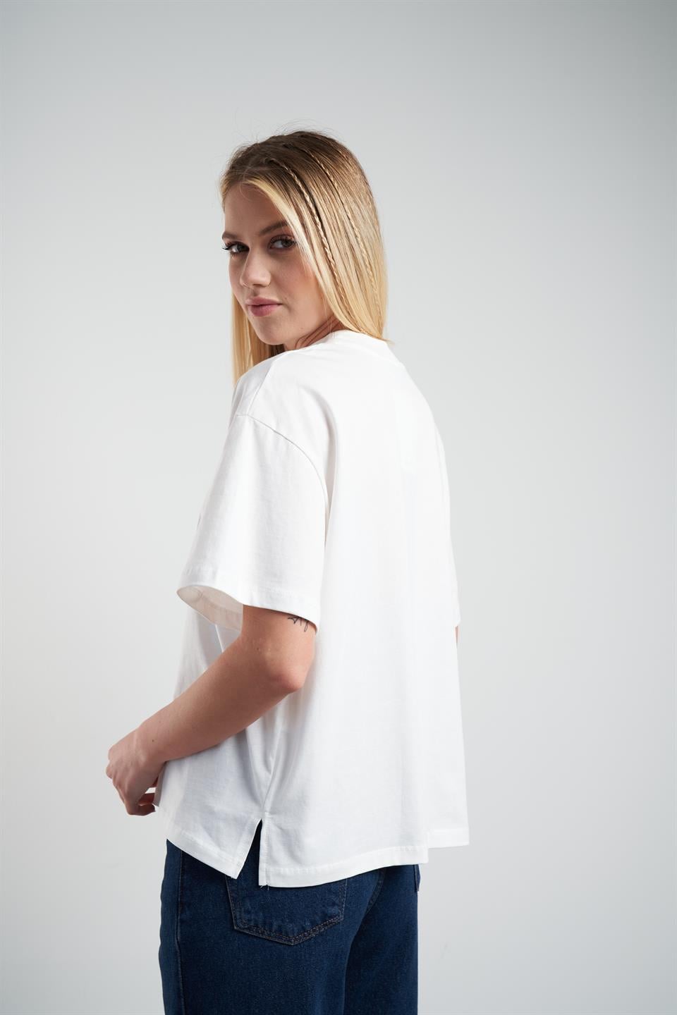 Basic Kısa Kol T-shirt Ekru
