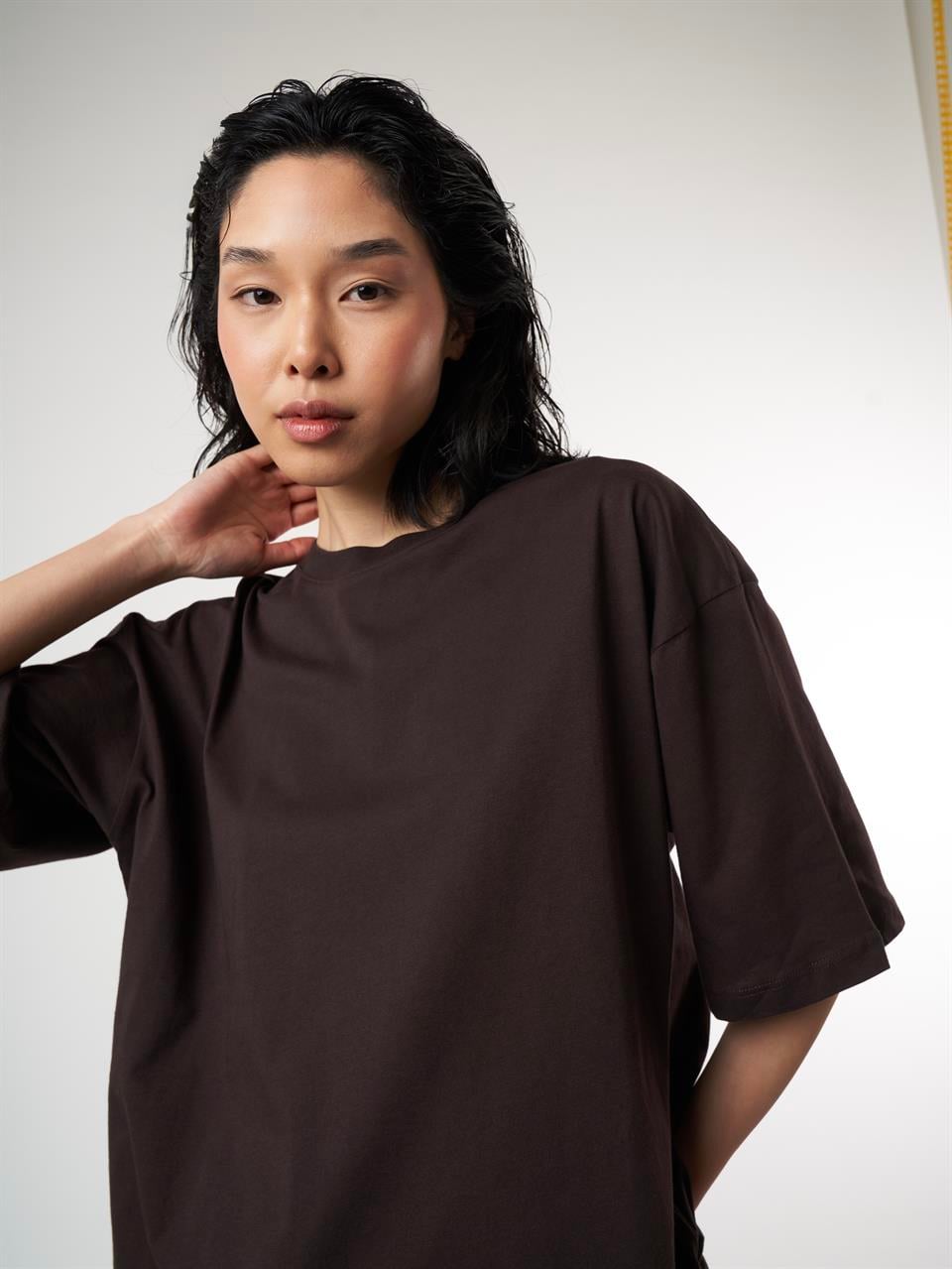 Basic Kısa Kol T-shirt Kahve