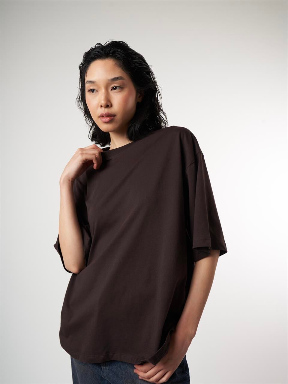 Basic Kısa Kol T-shirt Kahve