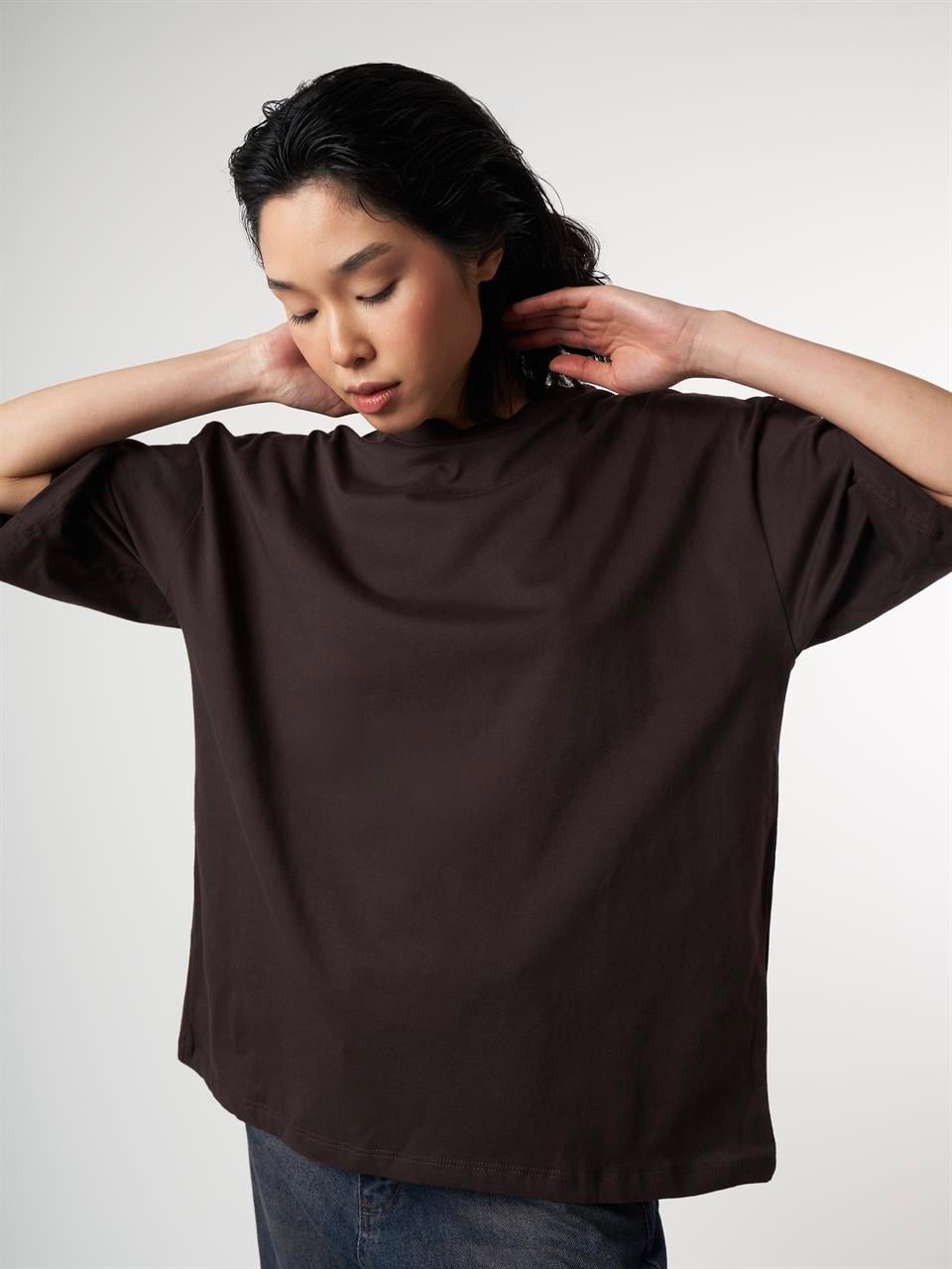 Basic Kısa Kol T-shirt Kahve