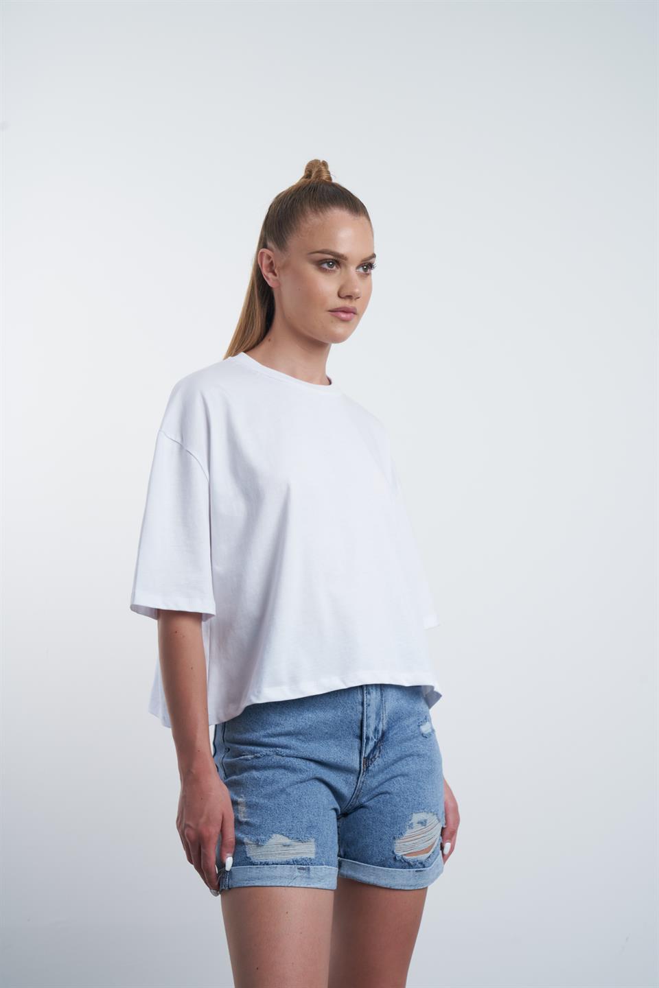 Basic Kısa T-shirt Beyaz