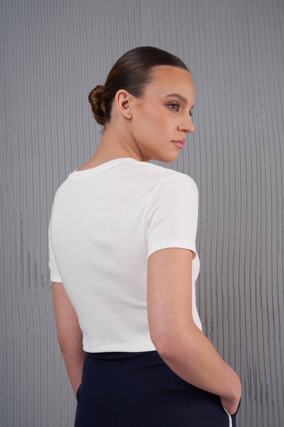 Basic Kısa T-shirt Ekru