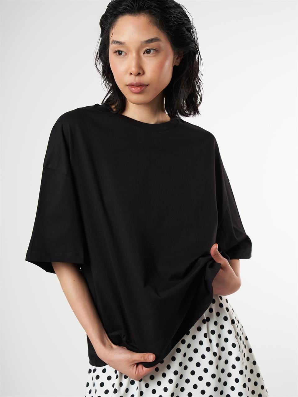 Basic Oversize Kısa Kol T-shirt Siyah