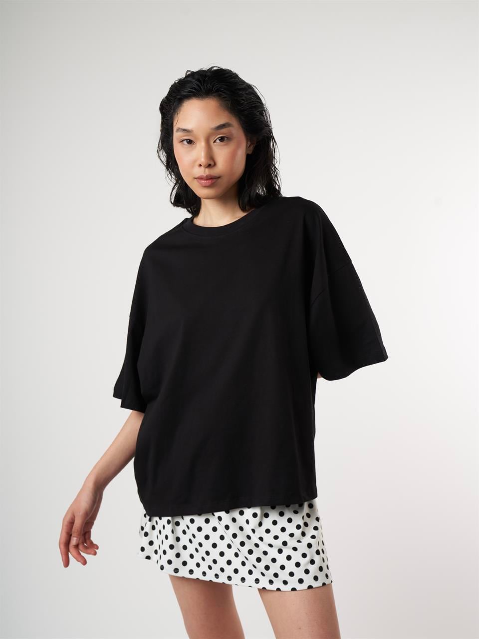 Basic Oversize Kısa Kol T-shirt Siyah