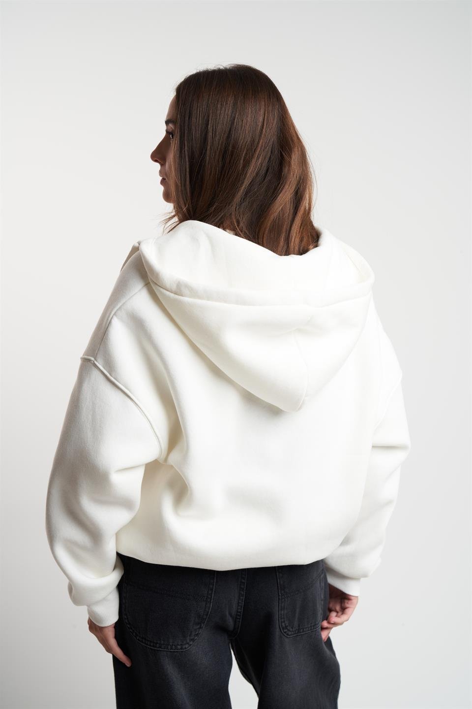 Basic Oversize Şardonlu Sweatmont Ekru